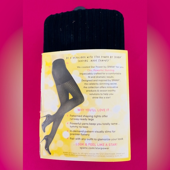 Star Power by Spanx!! Black Ribbed Row Shaping Tights!!! Size F. New in … - Picture 2 of 6